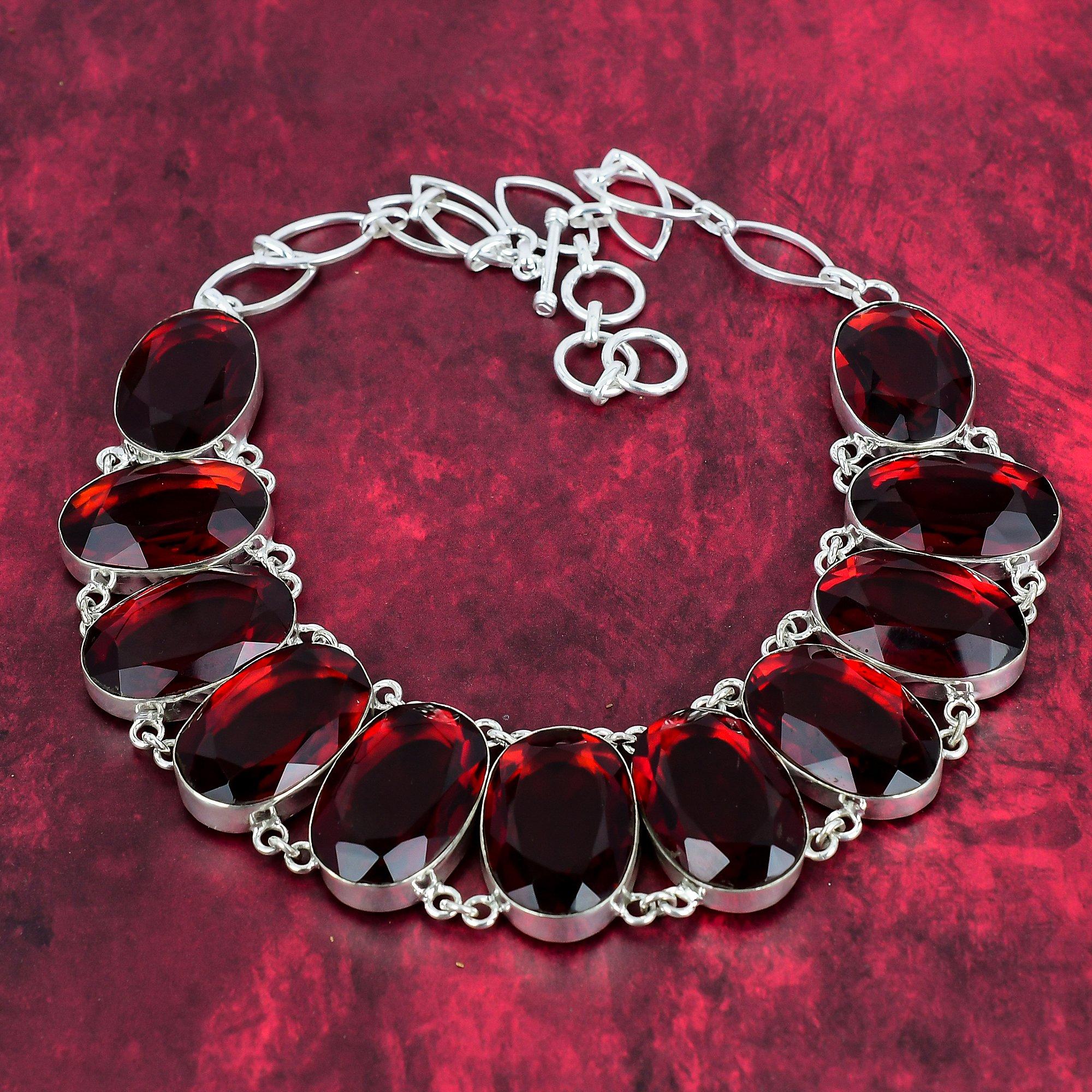 

Антикварное ожерелье из красного граната, ожерелье ручной работы из стерлингового серебра 925 пробы с драгоценным камнем, регулируемая цепочка, ювелирные изделия Adjustable with 18 inches красный