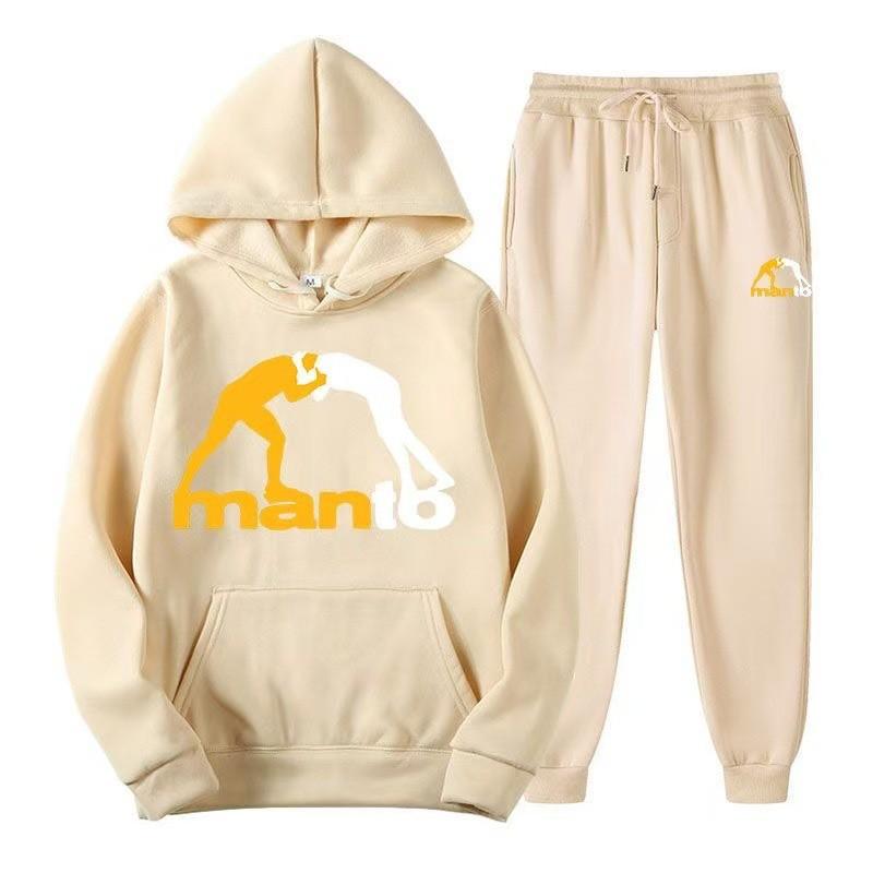Mens Fleece Hoodie Tracksuit Long Sleeve Athletic Casual BJJ Training Set S-XXXL