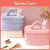 Large Capacity Corduroy Makeup Bag With Cute Rabbit Plush Perfect For Travel And Home Storage