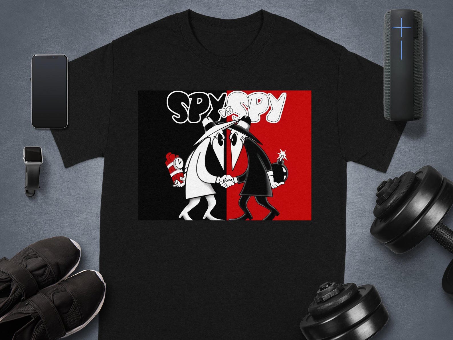 Spy vs Spy T-Shirt, Mad Magazine, Cartoon Shirt, Funny Tee, Mens Womens Shirt, Retro T-Shirt, Vintage Style Shirt, Comic Book Fan Gift 3XL