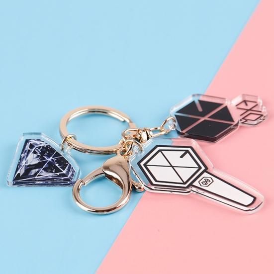 Creative Acrylic K-POP BTS EXO Twice Double-sided Keychain Transparent Pendant