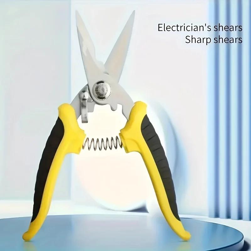 

Ручные инструменты 1 шт. Ножницы электрика из нержавеющей стали Многофункциональные Ручные ножницы Резка пазов Инструменты для резки проволоки и тонкого стального листа жёлтый