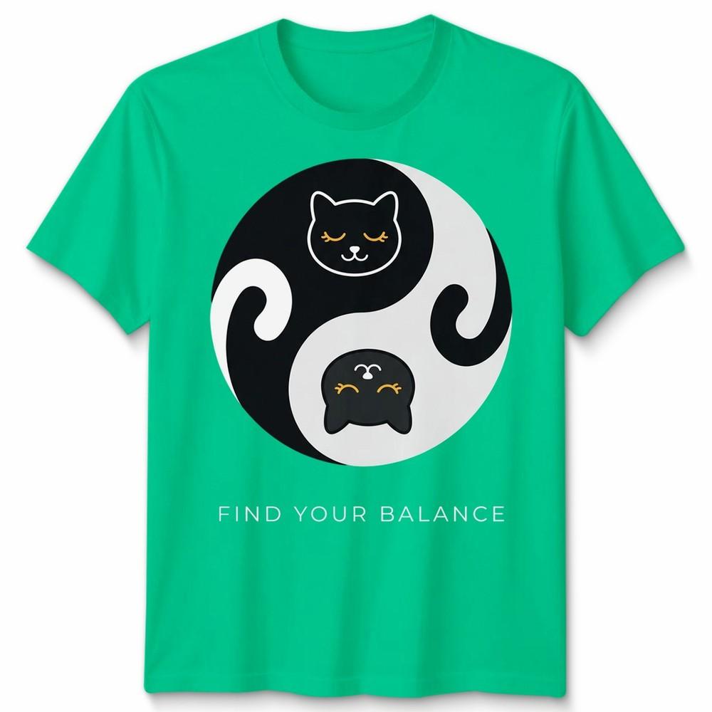 Cats Yin And Yang Unisex T Shirt Design Funny Humour Cat Lovers Cotton Tee S