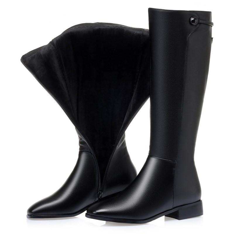 Fashion AIYUQI Women Long Boots 2025 New Genuine Leather Short Velvet Women Roman Boots Low Heel Large Size Riding Boots Women