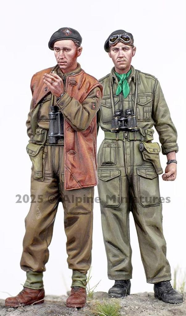 Alpine Miniatures 1/35 WWII British Royal 4th/7th Dragoon Guards Tank Battalion Tank Officer Set (2 Figures) Resin Kit AM35329 (Personnel)