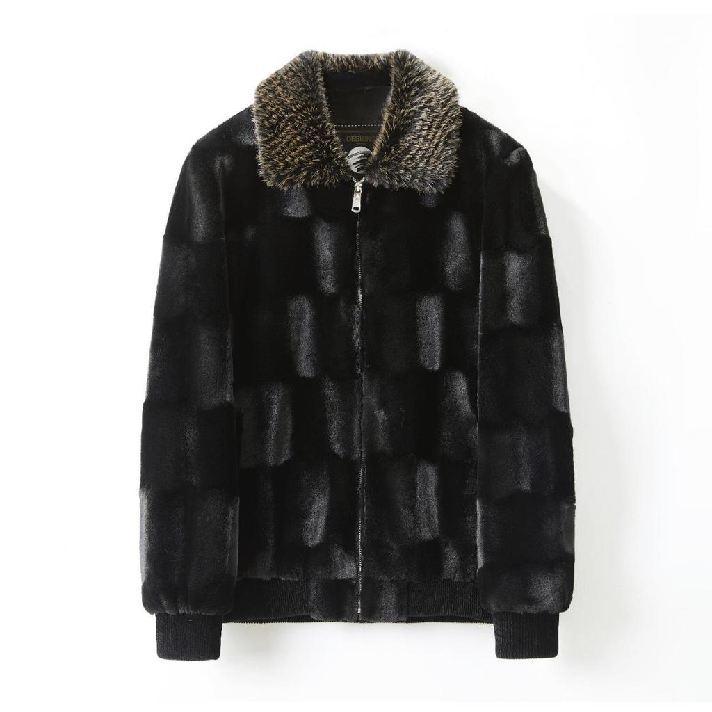 Casaco de pele de vison Casaco de pele de vison artificial Casaco de veludo de vison dourado de inverno masculino