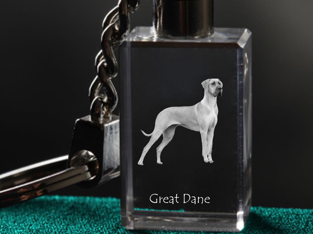 Great Dane - Crystal key ring with dog photo, illuminated key ring, unique gift by Art-Dog brand