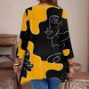 Creative Face Pattern Printed Top Casual Round Neck Long Sleeve Large Size Women’s T-Shirts