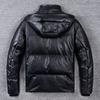 Wide Shoulder Thick Soft Men Genuine Cow Leather Duck Down Coat Removable Hood Warm Winter Jacket Cowhide Leather Men's Clothing