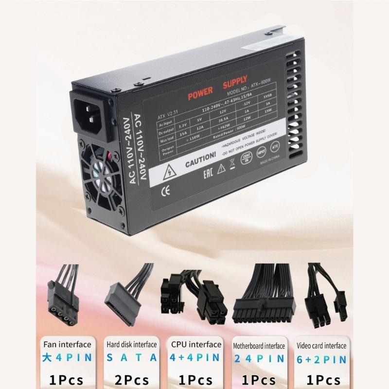600W Full Modulars 1U Flexs ATXs PSUs PC Power Supply 110-264V  for K39 ITX Mini Case Game Desktop