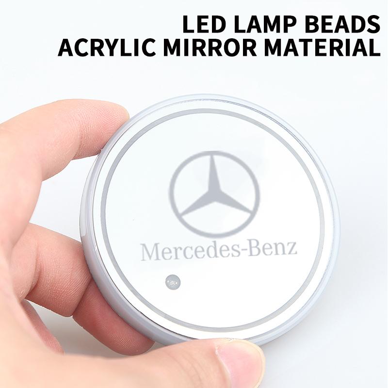 Car LED Illuminated Water Cup Coaster Atmosphere Lights Coaster for Mercedes Benz C260 W204 W205 W211 W212 W190 Auto Accessories