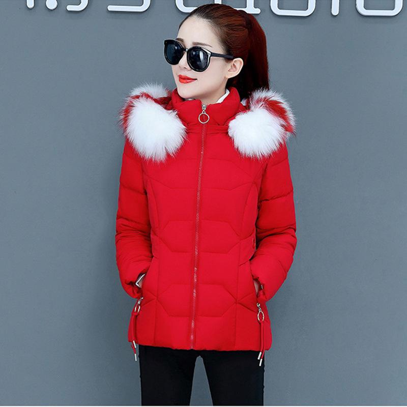 Winter Jacket  Women Parkas Fur Collar Removable Cap Casual Female Cotton Down Jacket   Short Ladies Coats