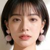 Sweet Plush Ball Earring Ear Stud Valentine's Day Earring Heart Shaped Earrings  Wedding