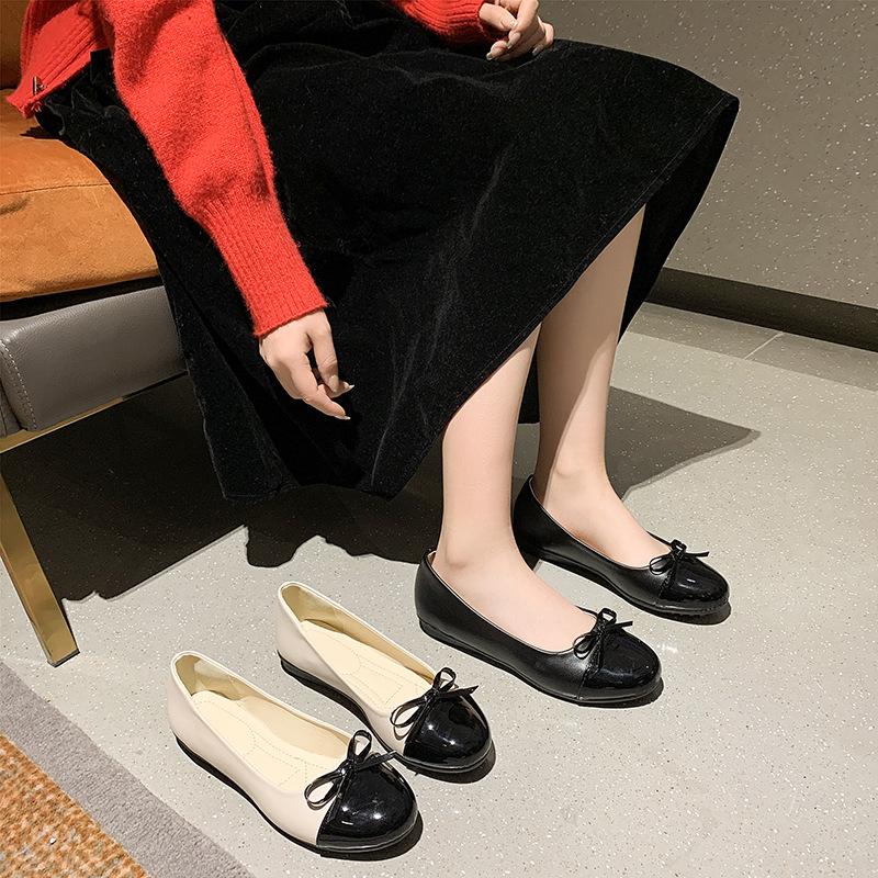 Spring Summer Women's Flat Shoes Comfort Non-slip Ladies Loafers Leather Flats Elegant Bowknot Women's Single Shoes Mother's Shoes