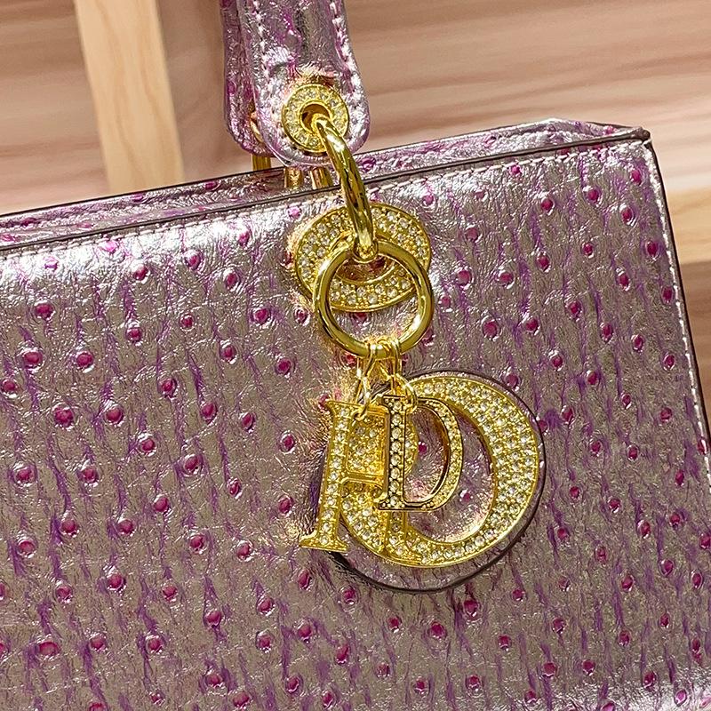 2025 Women's Luxury Ostrich-Pattern Leather Handbag - Versatile Shoulder & Crossbody Bag