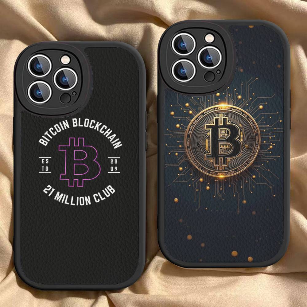 Bitcoin Phone Case Hard Leather For IPhone 14 13 16 Mini 15 14 11 12 Pro Max Plus Fundas