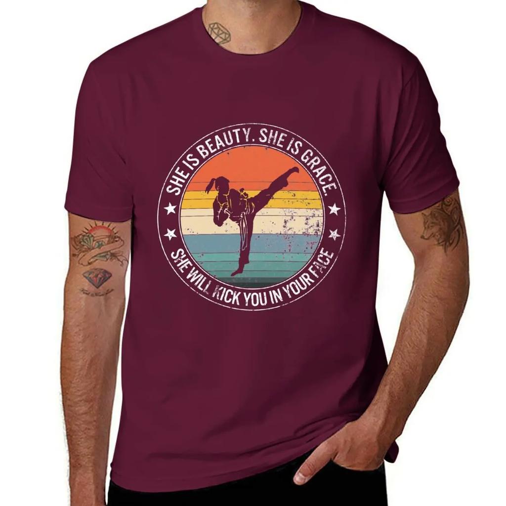 She's Beauty She's Grace She'll Kick You In The Face, She Will Kick You In The Face, Martial Arts, Karate Girl T-Shirt
