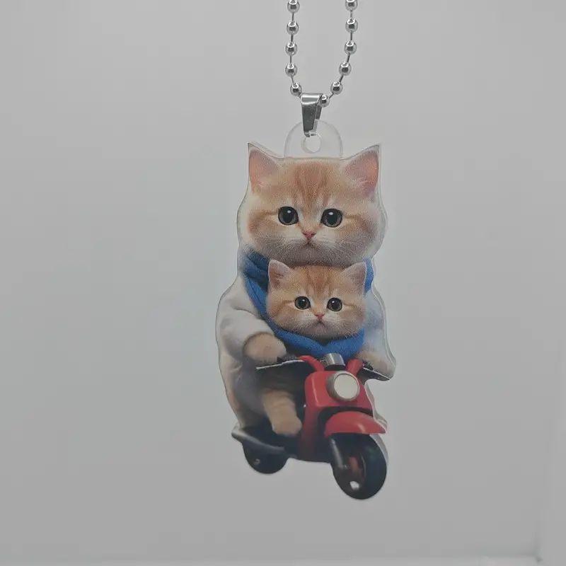 Cat Playful Cartoon Acrylic Car Hanging Accessory For Stylish Dcor Vehicle