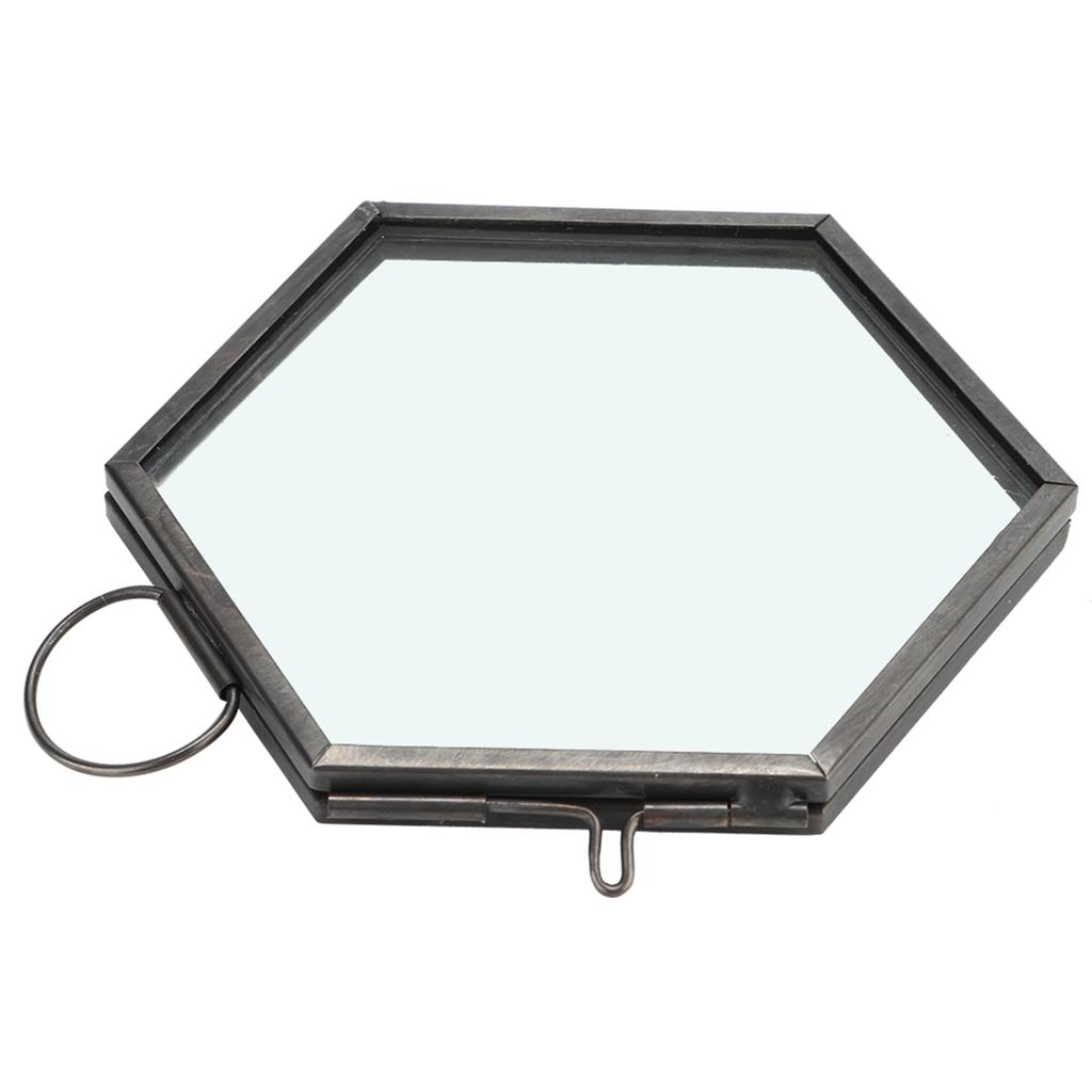 Hanging Geometric Hexagonal Glass Picture Frame Dried Flower Plant Specimen Clip Display
