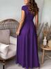 Women's Deep V-neck Pleated High-waisted Slit Evening Gown