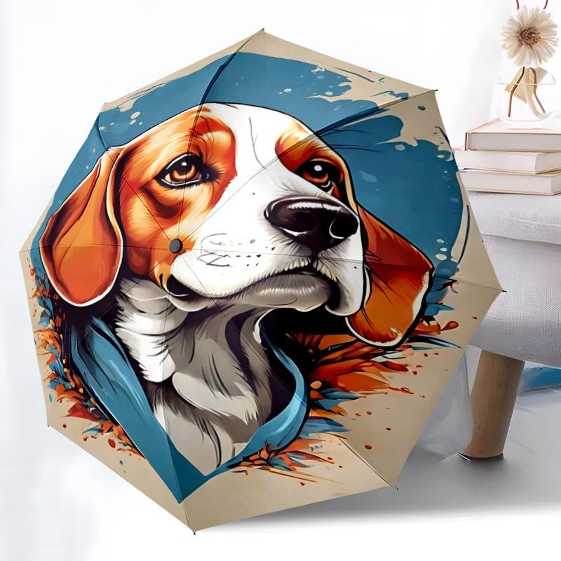 1pc Beagle Artwork Automatic Opening/Closing Umbrella with Operation & Windproof Canopy yy260311023