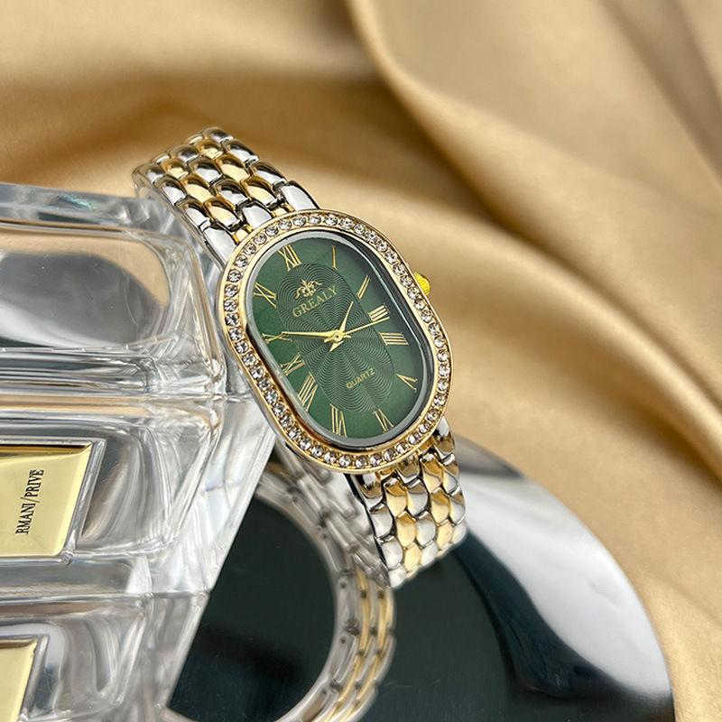Francouzské ležérní módní jemné dámské kamínky malé destičky lehké luxusní dámské náramky elegantní quartz hodinky