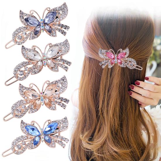 Fashion Women Butterfly Shape Rhinestones Inlaid Hair Clip Hairpin Headwear