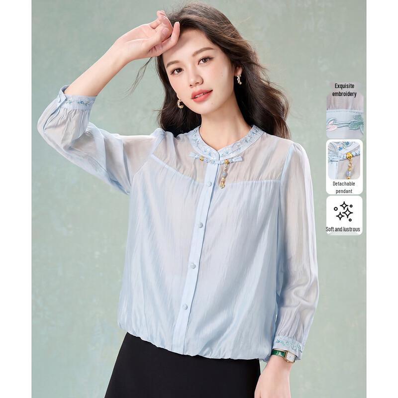 

Meilanni Tencel Embroidered 3/4 Sleeve Blouse 3XL