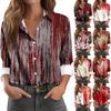 Women's Long Sleeve Button Halloween Printed Casual Shirt Top