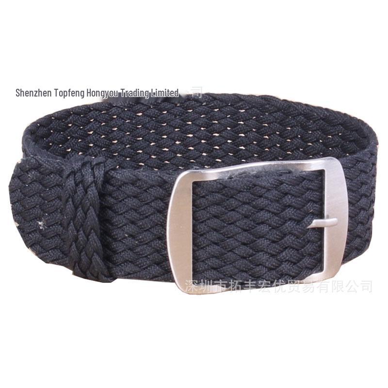 Pulseira de Relógio Impermeável de Malha Perlon Preta - 16mm Nylon Tecido para Crianças e Mulheres, Em Estoque