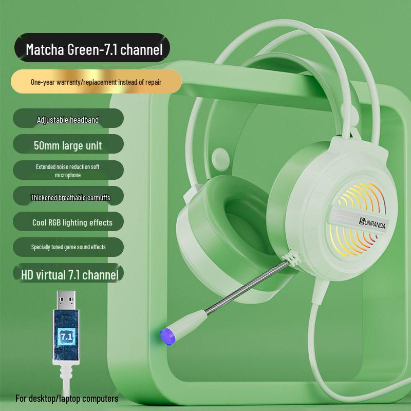 Wired USB Gaming Headset with Microphone for PC and Laptop