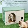 Outdoor Rainproof Cat House Stackable Plastic Pet Nest Four Seasons Cozy Shelter with Escape Door for Small Pets Kitten Condos