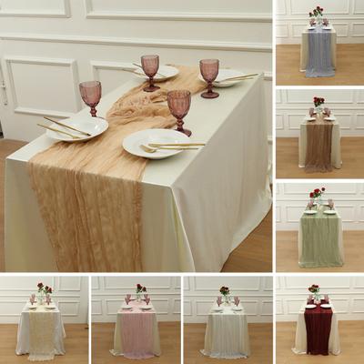 Boho Cheesecloth Table Runner Rustic Wrinkled Table Runner Elegant Table Runner for Wedding Bridal Shower Party Dining Table Decor