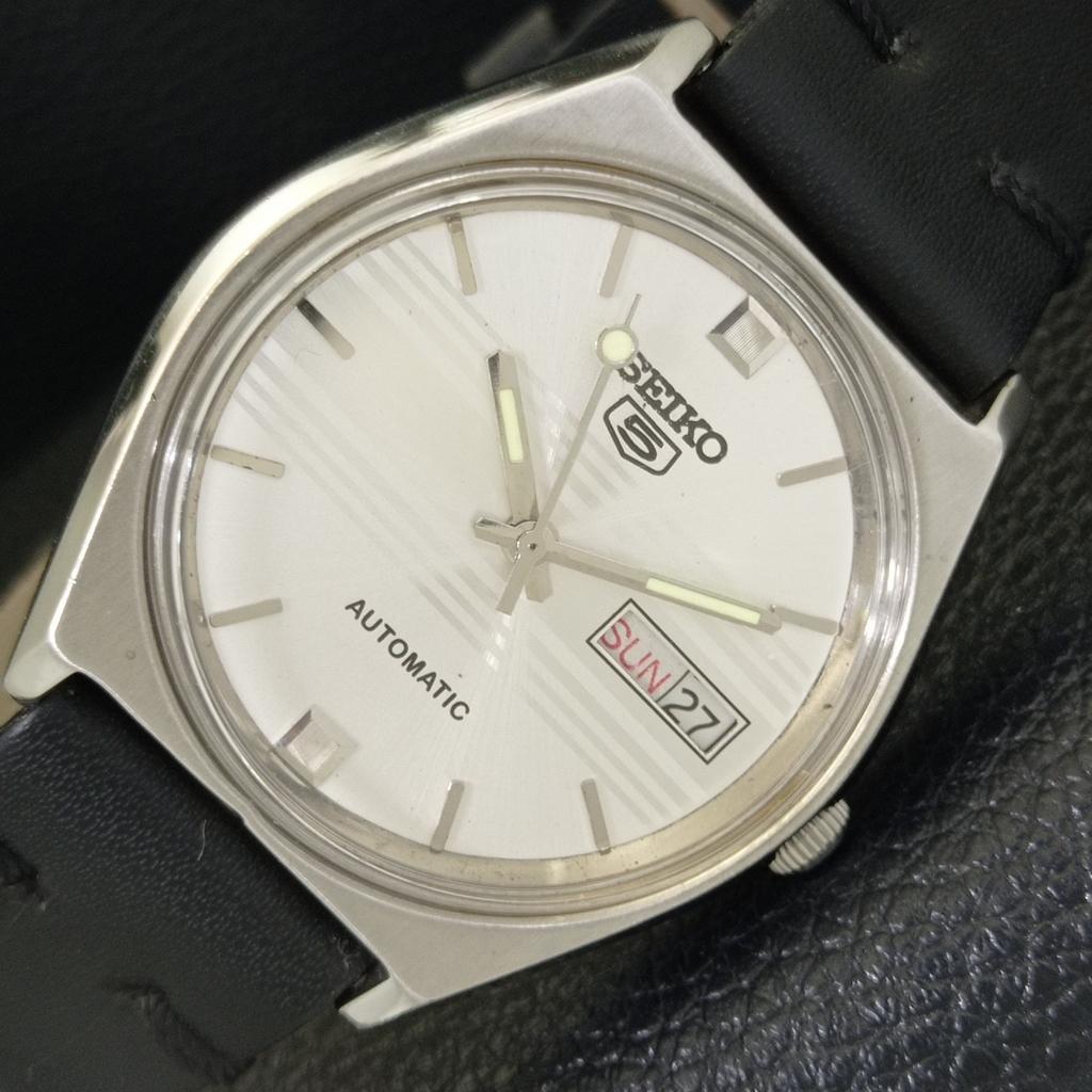 JAPAN VINTAGE SEIKO 5 AUTOMATIC 6309A MENS SILVER COLOR DIAL WATCH a701555-5 R206b-a701555