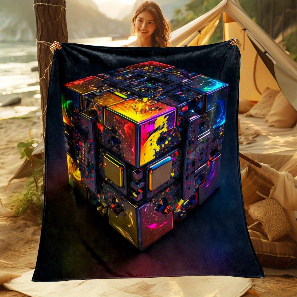 

This cool cubeprint flannel blanket is perfect for sofas beds offices travel camping and as a Christmas gift for friends 75x100cm