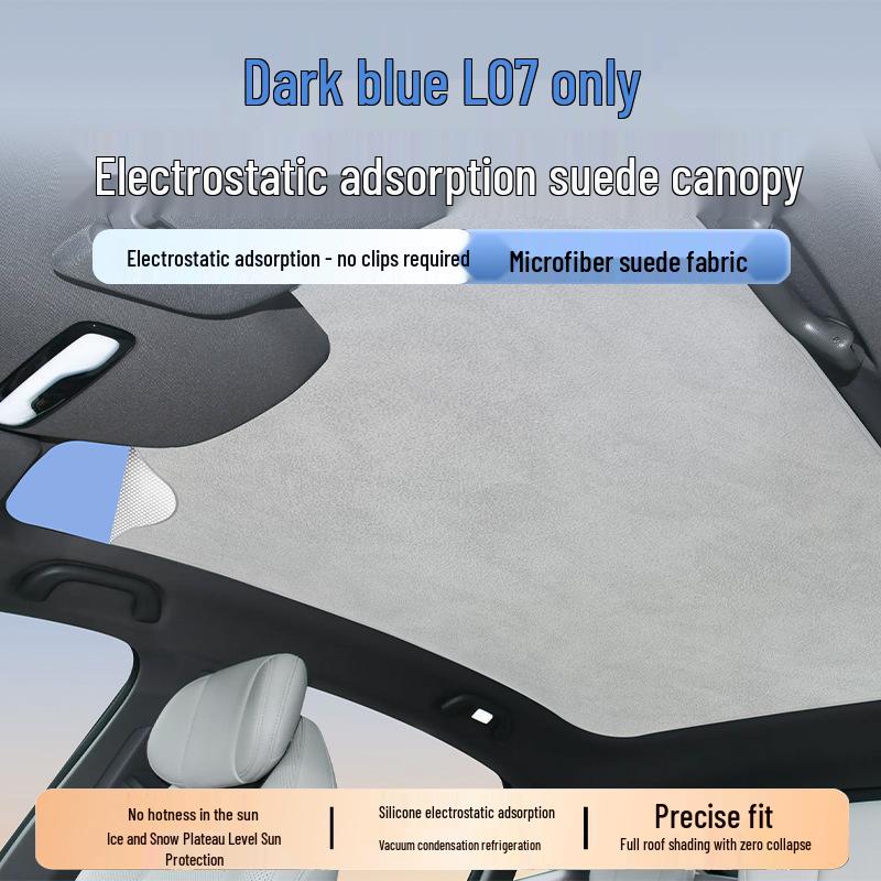 Dark Blue L07/SL03 Suede Electrostatic Car Sunroof Sunshade Heat Insulation