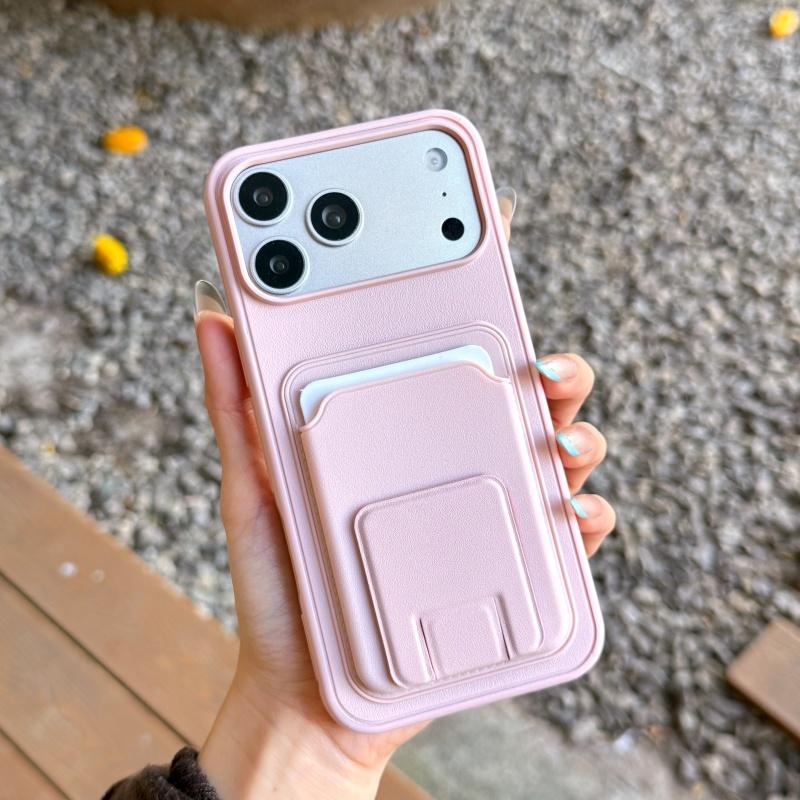 

Luxury Card Slot Wallet Bracket Phone Case for iPhone 17 AIR 16 15 14 13 Pro Max Plus Shockproof Armor Protective Bumper Cover iPhone 13