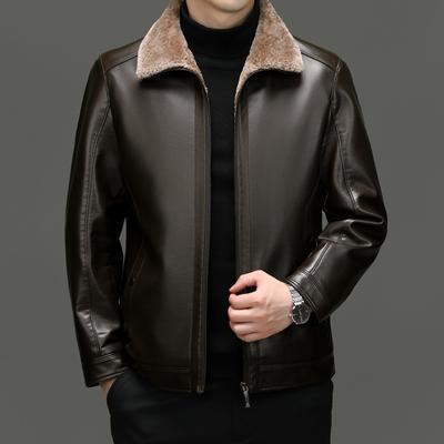 Winter samt echte schaffell jacke, mittleren alters herren leder jacke, verdickt papa pelz alle-in-one jacke