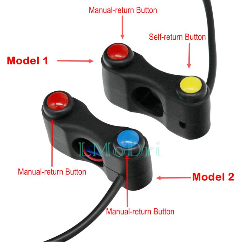 LMoDri Motorcycle Switch Electric Bicycle Scooter 7/8" 22mm Handlebar Switches Headlight Fog Lamp Horn ON OFF Start 2 Button
