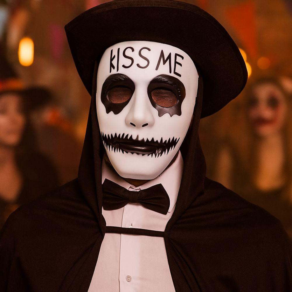 Cyberpunk White Makeup Halloween Mask Full Face Hand-painted Hip Hop Mask Scary Cosplay Mask Anime Cosplay