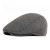 Men's Herringbone Plaid Flat Cap with Foldable Ear Flaps Fleece Lined Winter Warm Ivy Cap British Retro Gatsby Cabbie Hat