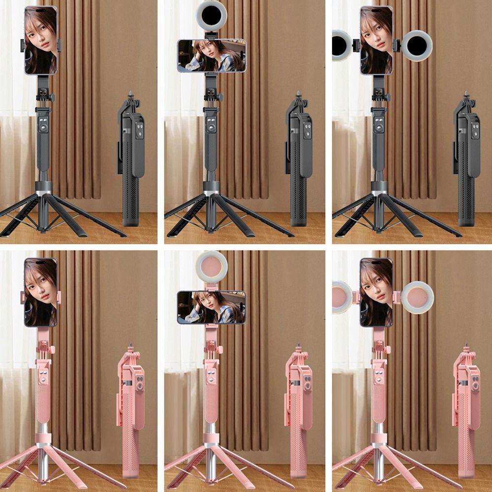 With LED Lamp Telescopic Selfie Stick Four Legged Selfie Stick Stand Live Broadcast