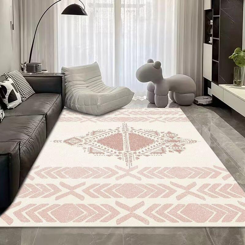 Light Luxury Abstract Living Room Crystal Velvet Carpet, Large Area Bedroom Full Of Floor Mats, Living Room Sand Coffee Table Carpet