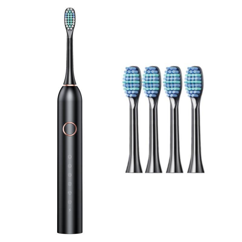 Electric Toothbrush Rechargeable With Multiple Modes Soft Bristle For Home Use Black