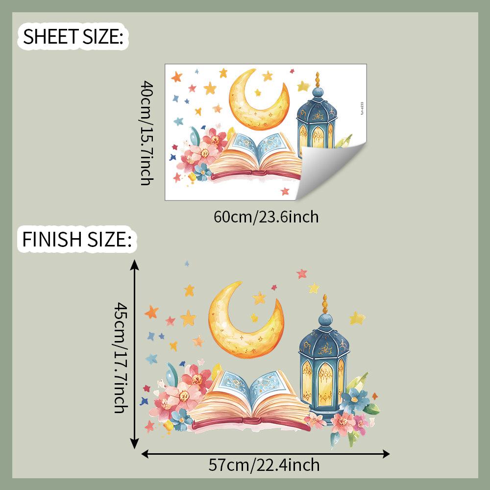

Creative Painted Book Star Moon Chandelier Pendant Pattern Wall Stickers for Home Background Decoration 40x60cm різнокольоровий