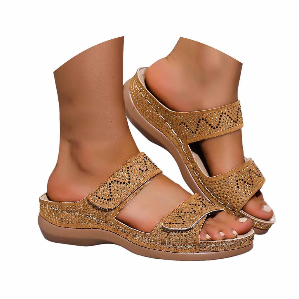 Platform Wedge Sandals With Shiny Rhinestones – Stylish Versatile And Hiking Sandals Women S Home Sandals For Women Memory Foam