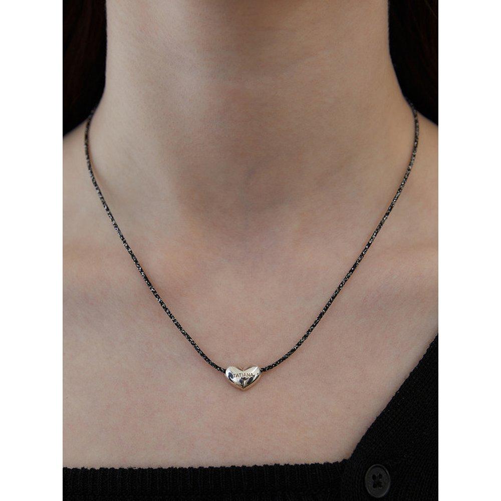 (925 Silver) Plump Heart String Necklace Nz2099
