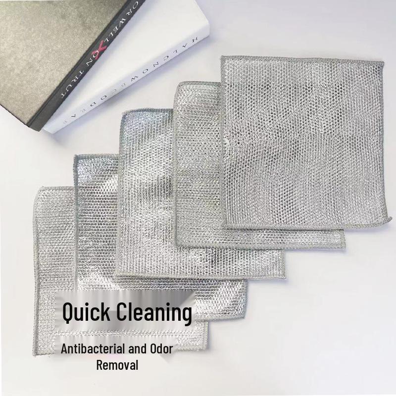 Thickened Absorbent Lint-Free Dishcloths with Gold & Silver Threads for Cleaning Glass