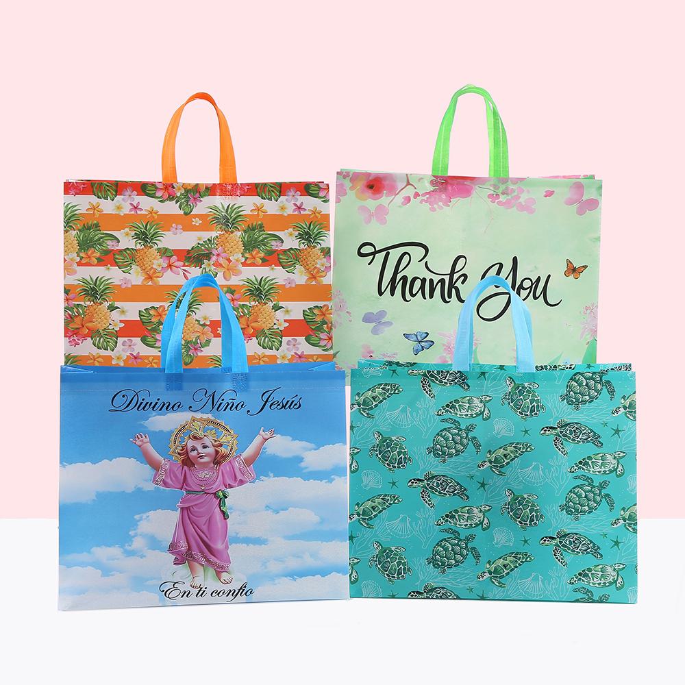 12pcs Festival Gift Bags With Handles Reusable Shopping Bags Printed Non Woven Tote Bags For Party Favors Retail And Gift Pack