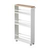 Yamazaki Jitsugyo Slim Wagon with Handle, White, Approx. W13 X D47.5 X H80.5cm, Tower [Complete Product: Casters Only] Kitchen Wagon 3627